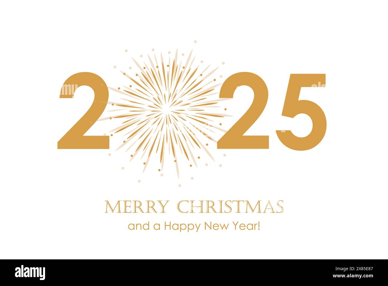 Happy New Year 2025 Typografie mit Feuerwerk-Vektor-Illustration Stock Vektor