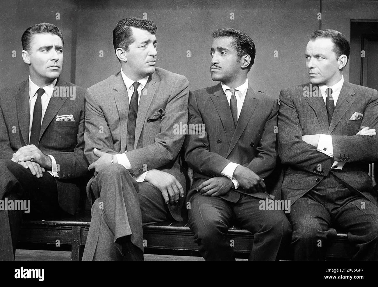 OCEAN's II 1960 Warner Bros. Bilder von links: Peter Lawford, Dean Martin, Sammy Davis Jnr, Frank Sinatra Stockfoto