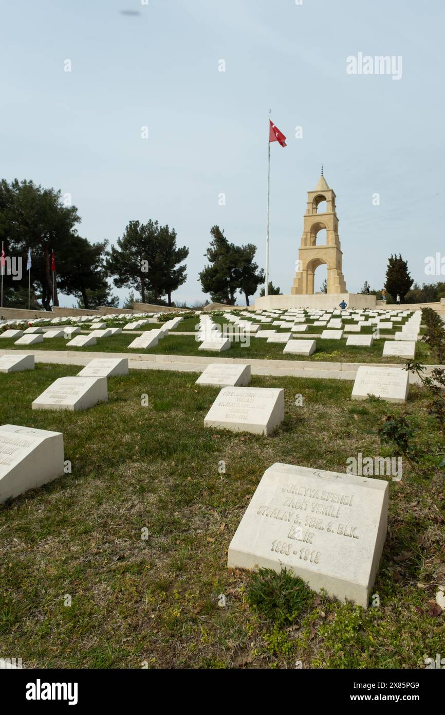 Canakkale, Türkei - 19. März 2024: Foto des 57. Infanterieregiments Martyrs' Cemetery in Canakkale Stockfoto