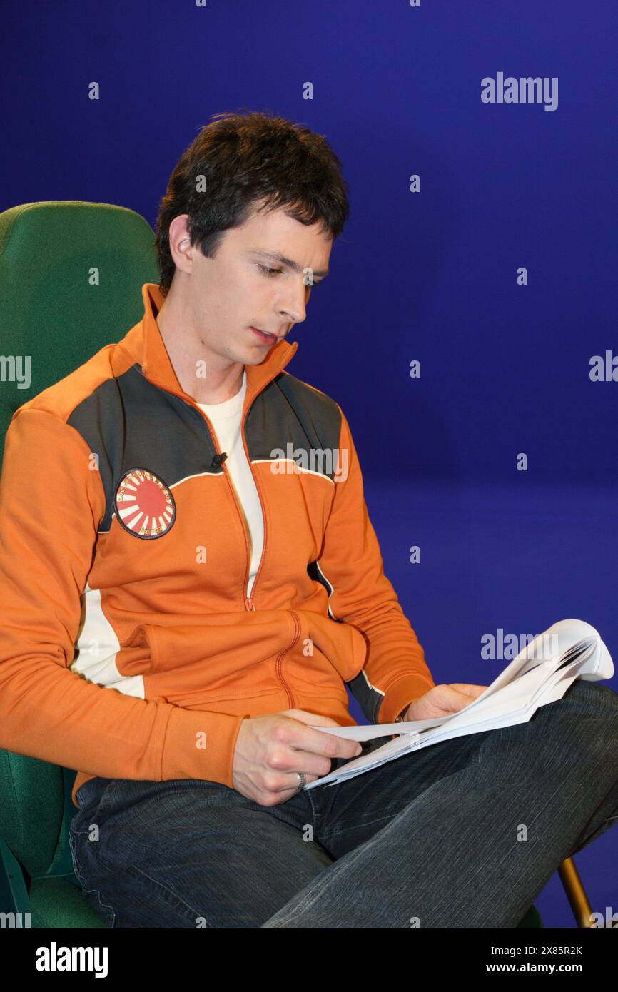 Gregor Steinbrenner moderiert bei ZDF pur, Deutschland 2005. Stockfoto