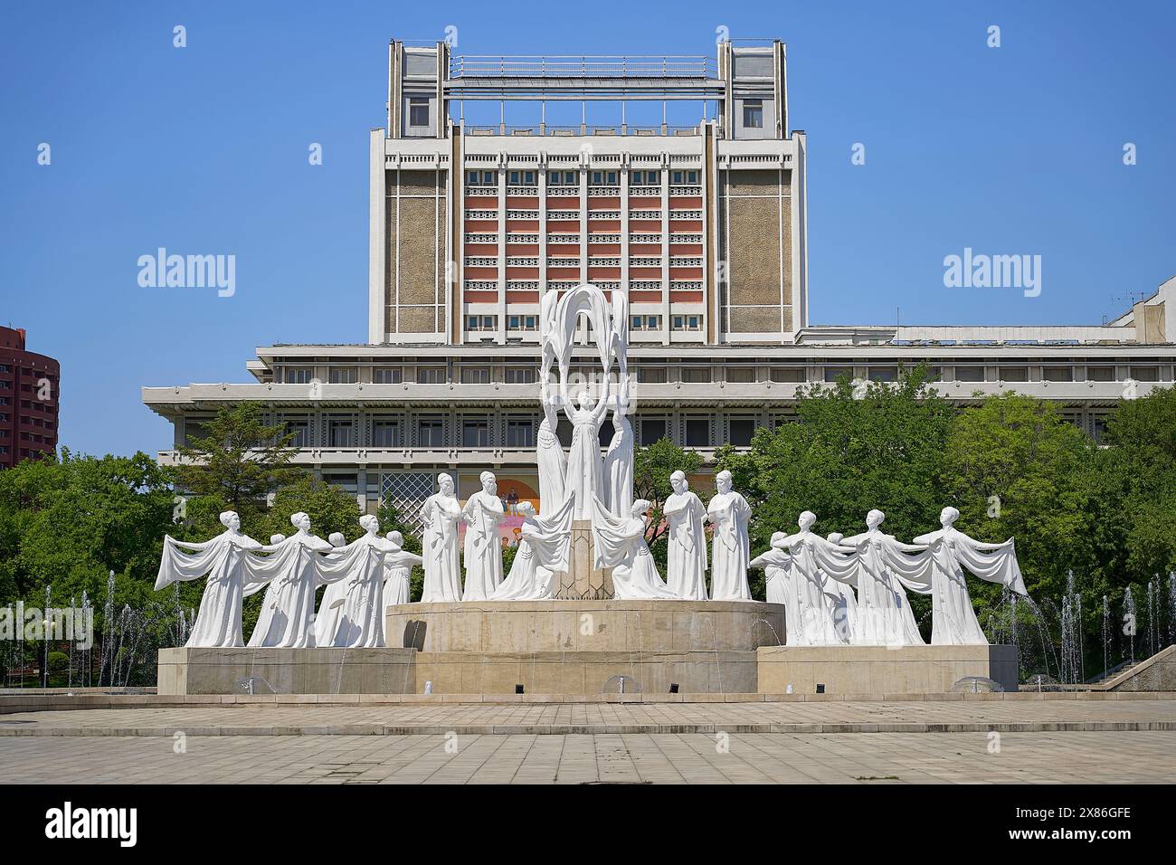 Pyongyang, Nordkorea, Hakdanggol Fountain Park Stockfoto