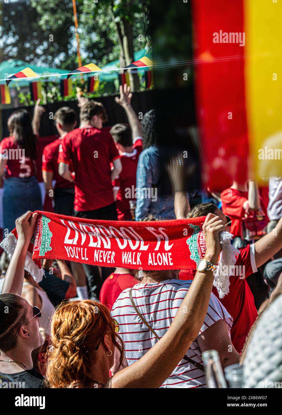 Anfield, Liverpool, Merseyside, Großbritannien, 19. Mai 2024. Unterstützer im Hotel Anfield Stockfoto