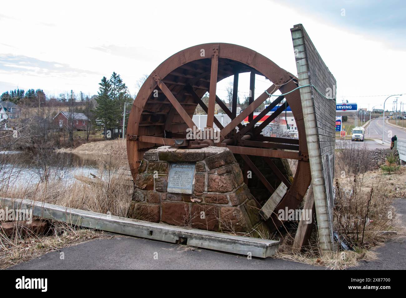 Wasserrad-Denkmal in Hunter River, Prince Edward Island, Kanada Stockfoto