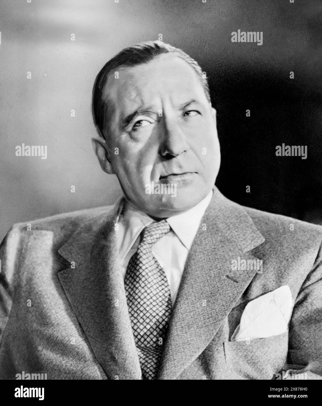 Frank Costello. Porträt des US-amerikanischen Kriminalboss Frank Costello (* Francesco Castiglia, 1891–1973), der 1951 vor dem Kefauver-Komitee aussagt, das organisierte Verbrechen untersucht Stockfoto