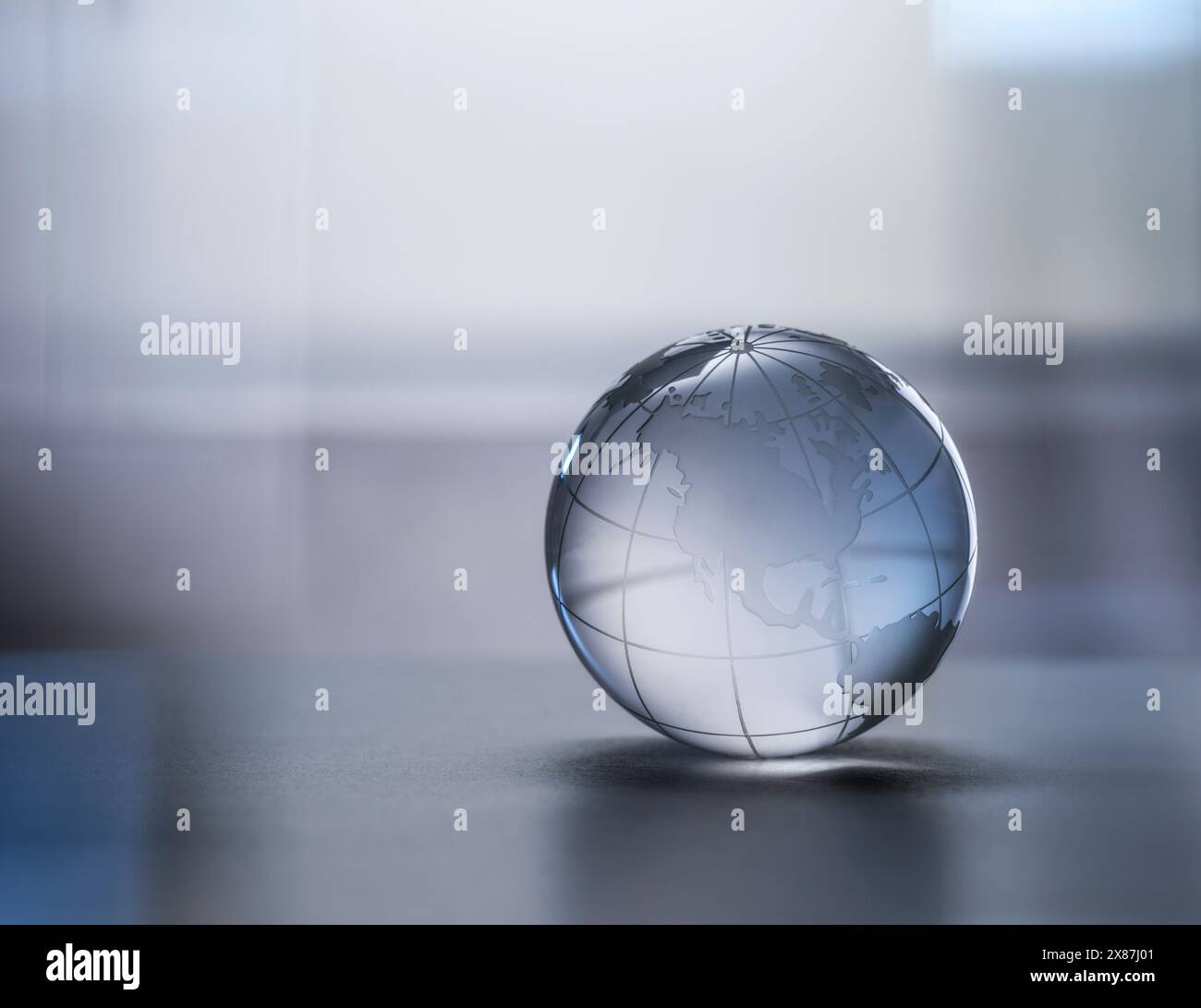 Glaskugel des Planeten Erde Stockfoto