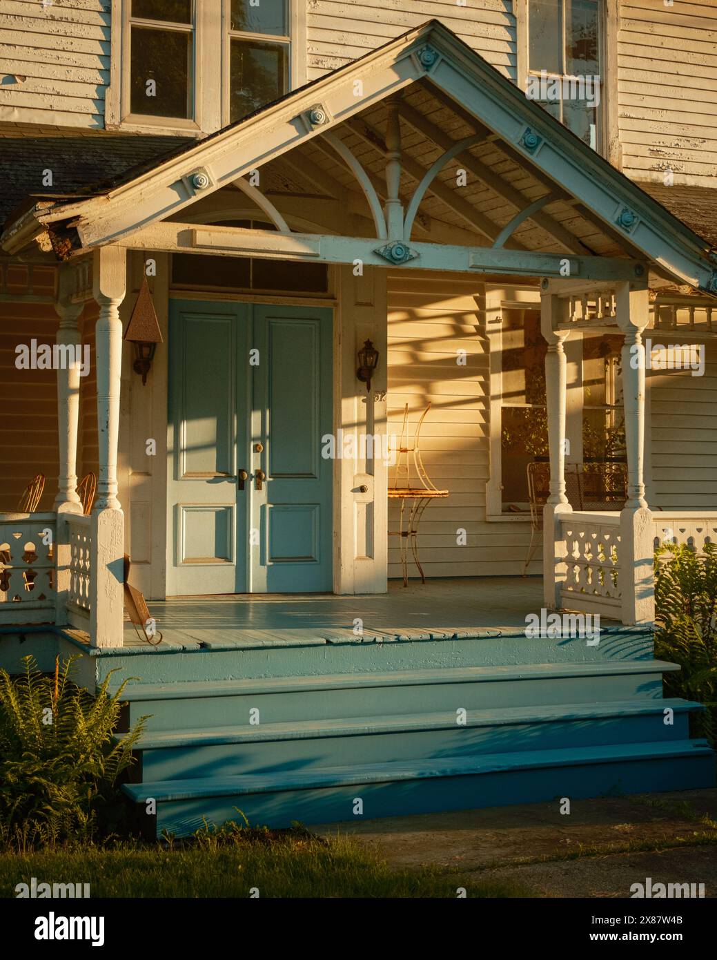 Abendlicht an einem Haus in Red Hook, New York Stockfoto