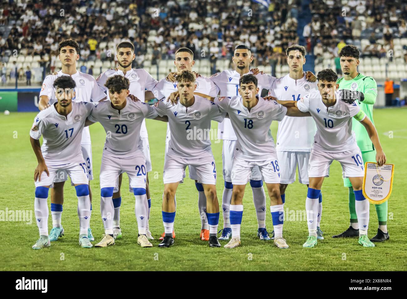 Larnaka, Zypern. Mai 2024. Zypern U17 Teamfoto, Larnaka, Zypern, am Mai. 23, 2024. Zypern U17 spielt gegen Serbien U17 im Antonis Papadopoulos Stadium, während des zweiten Spieltages der Gruppe A der UEFA-U17-Europameisterschaft, wo Serbien 3-1 gewann und sich für die nächste Runde qualifizierte, während Zypern ausscheidet. (Foto: Kostas Pikoulas/SIPA USA). Quelle: SIPA USA/Alamy Live News Stockfoto