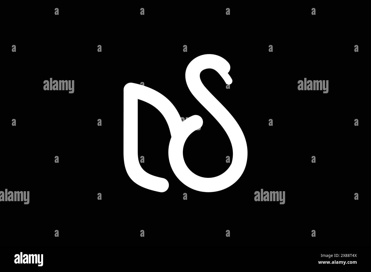 Schwan-Logo in Monoline mit dem Buchstaben NS-Design. Logo im Linienstil, das einen Schwan mit NS-Letter-Design bildet. Stock Vektor