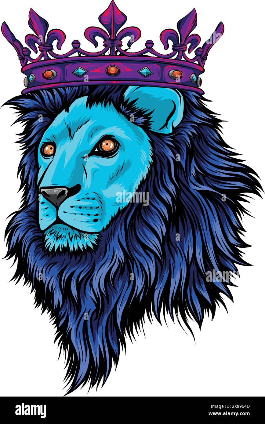 Löwenkopf farbenfrohe Handzeichnung Vektordarstellung Stock Vektor