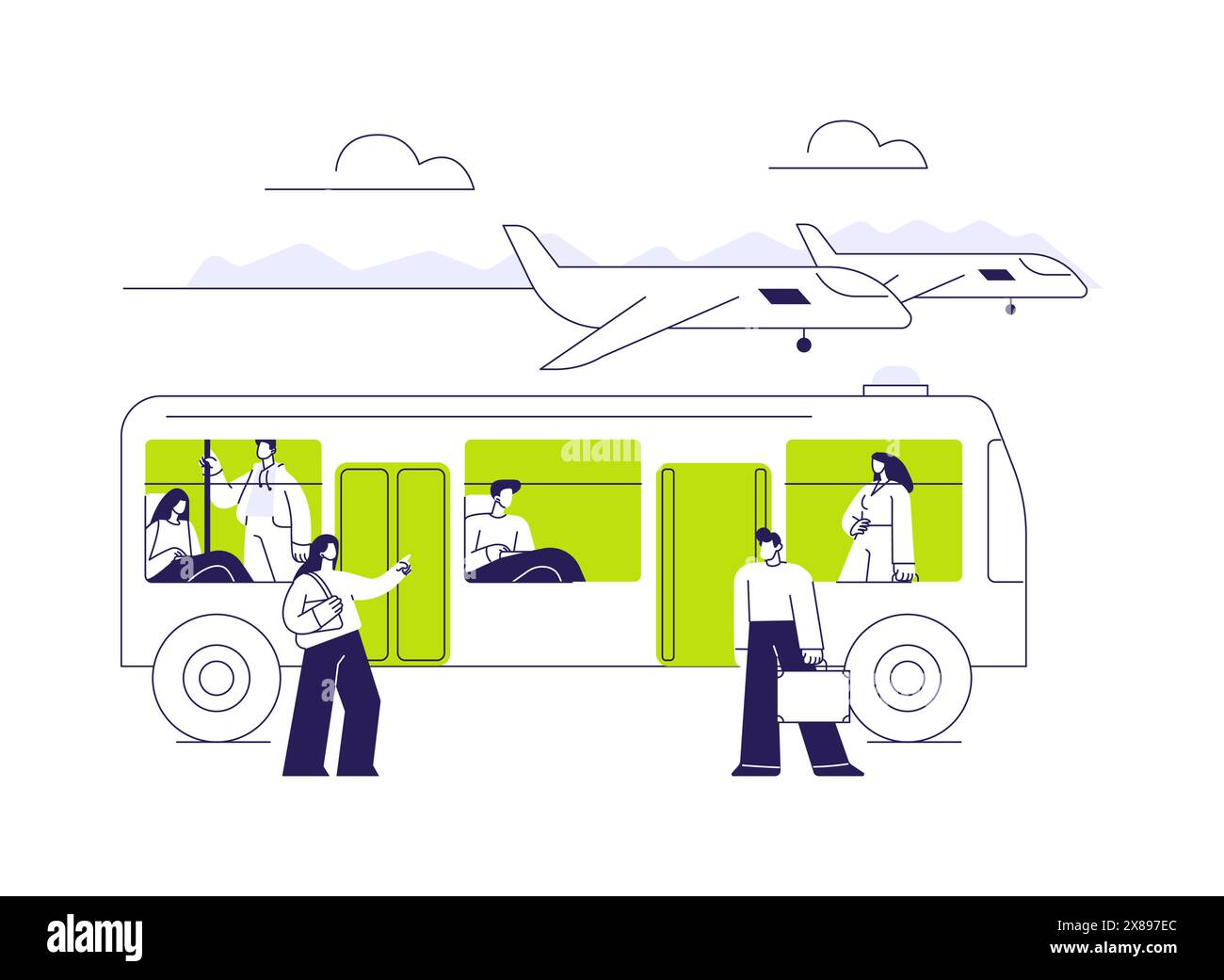 Flughafen-Shuttlebus abstraktes Konzept Vektordarstellung. Stock Vektor