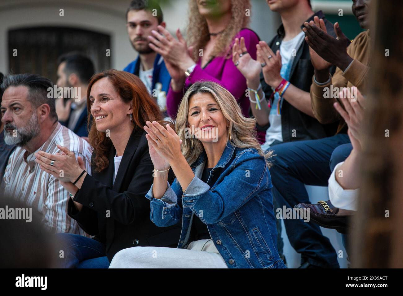 Madrid, Spanien. Mai 2024. Die Arbeitsministerin Yolanda Diaz nimmt an der Kampagne der Sumar-Koalition Teil. Die spanische Partei Sumar hat den Wahlkampf vor den Europawahlen am 9. Juni gestartet. (Foto: David Canales/SOPA Images/SIPA USA) Credit: SIPA USA/Alamy Live News Stockfoto