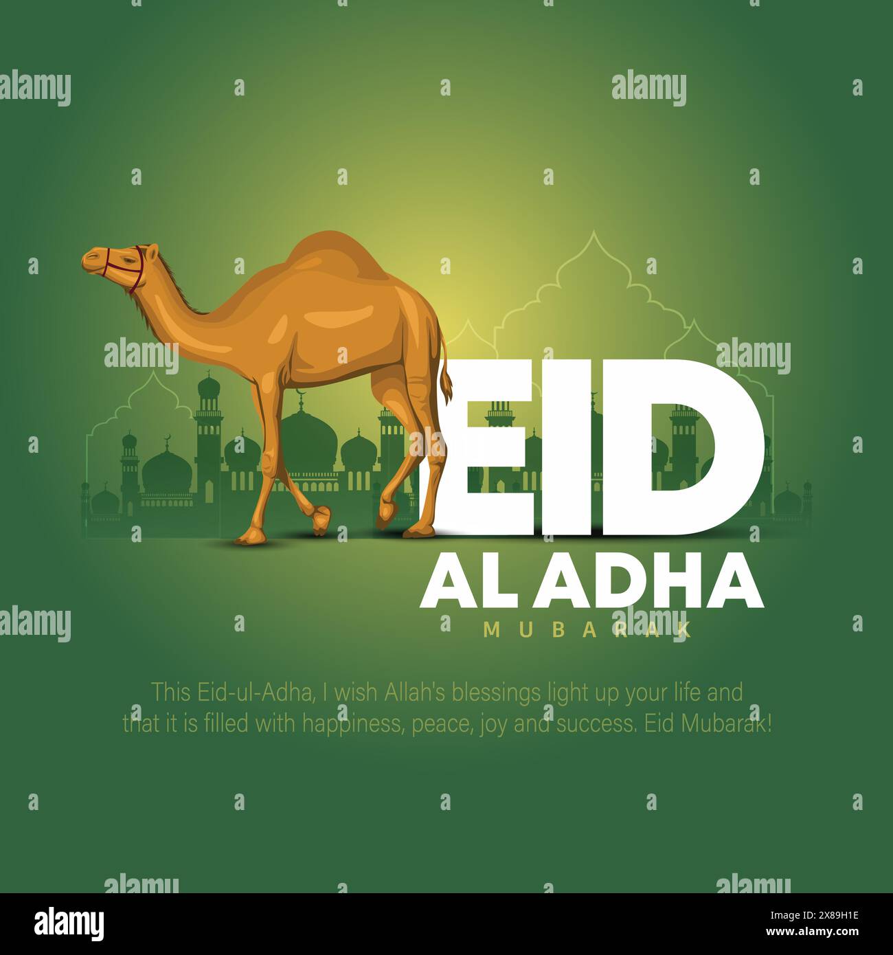 Eid al adha mubarak Designhintergrund. Vektorgrafik für Grußkarte, Poster und Banner. Stock Vektor