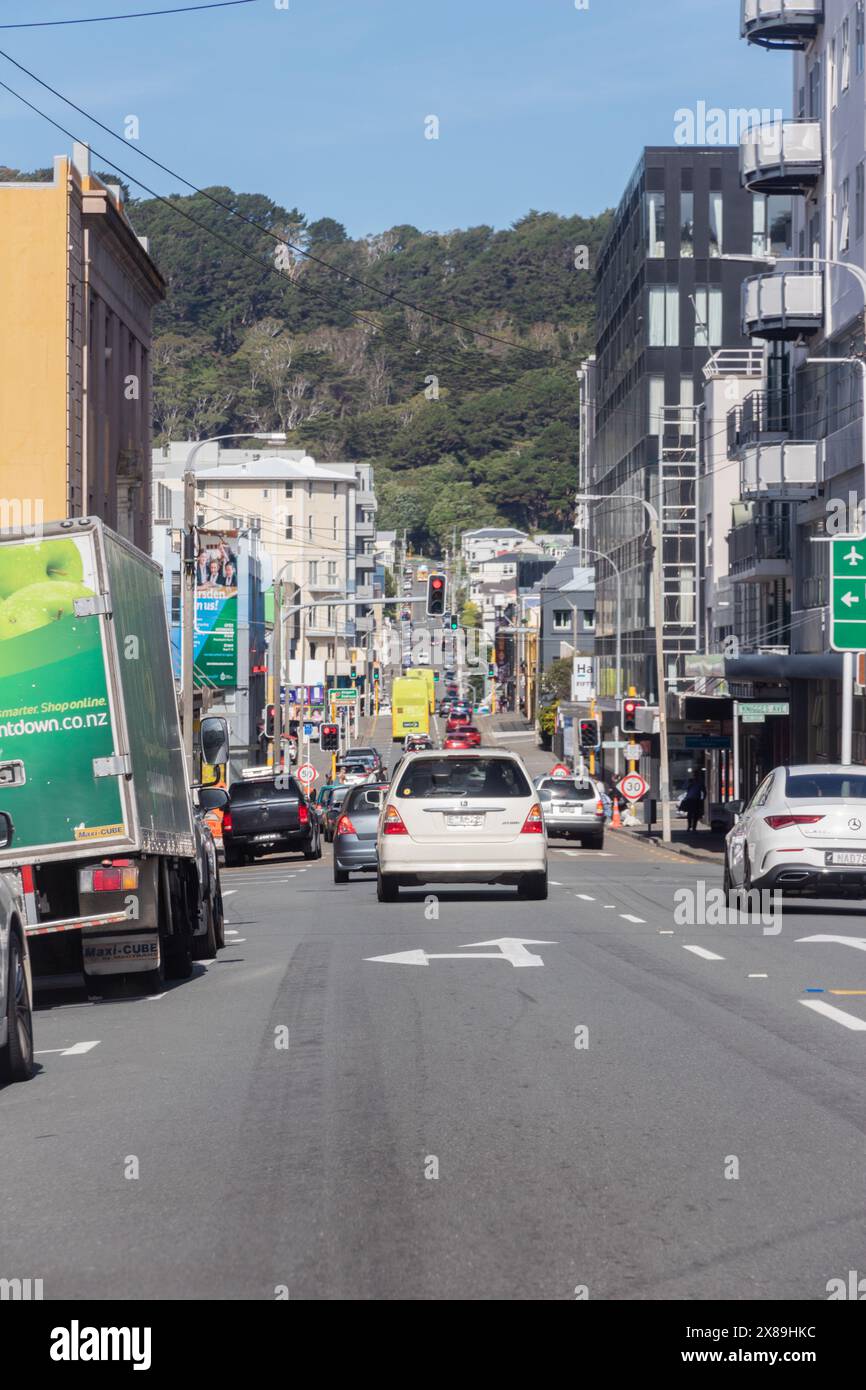 Vivian Street, Te Aro, im zentralen Geschäftsviertel von Wellington. Stockfoto