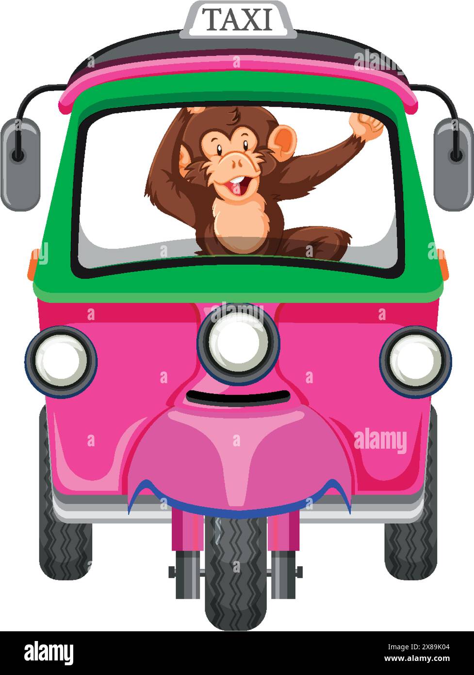Vektor-Illustration eines Affen in einem Taxi Stock Vektor