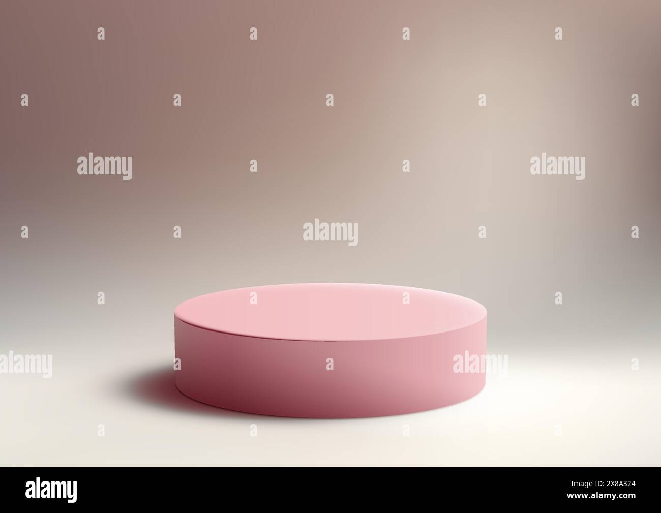 Realistisches 3D-Podium in zartem Pink mit beigefarbenem Hintergrund, Produktanzeige, Modellerstellung, Showcase-Präsentation. Stock Vektor