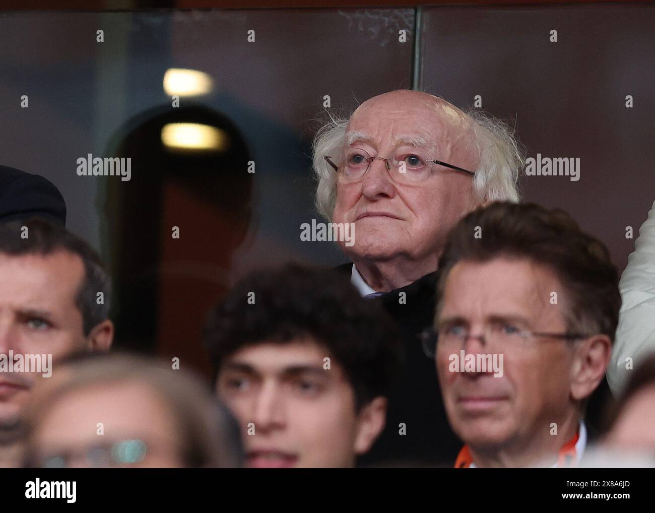 Dublin, Irland. Mai 2024. Präsident von Irland, Michael Higgins, während des Endspiels der UEFA Europa League im Aviva Stadium in Dublin. Der Bildnachweis sollte lauten: Paul Terry/Sportimage Credit: Sportimage Ltd/Alamy Live News Stockfoto