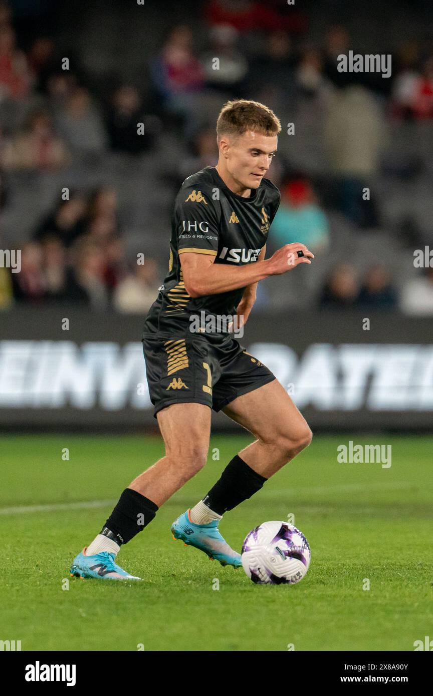 Melbourne, Australien. Mai 2024. Melbourne, Australien, 24. Mai 2024: Benjamin Old (18 A-League Men All-Stars) kontrolliert den Ball während des Freundschaftsspiels der Global Football Week zwischen den A-League Men All-Stars und Newcastle United FC im Marvel Stadium in Melbourne, Australien. (NOE Llamas/SPP) Credit: SPP Sport Press Photo. /Alamy Live News Stockfoto