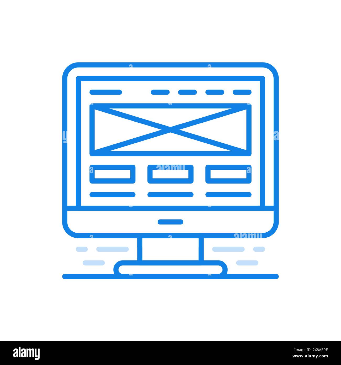 Online-Buchstabenlinienvektorsymbol. E-Mail-Nachrichten werden auf dem Bildschirm angezeigt. Informationskontakt und Kommunikationsdokument Eingang eingehender Angebote Stock Vektor