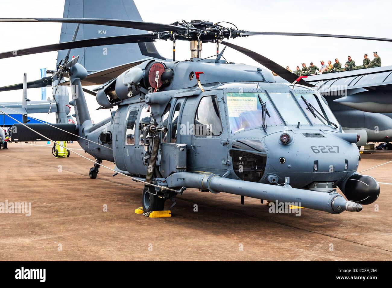 FAIRFORD / VEREINIGTES KÖNIGREICH - 13. JULI 2018: United States Air Force USAF Sikorsky HH-60G pave Hawk Spec OPS Hubschrauber. Einsamer Überlebender. Stockfoto