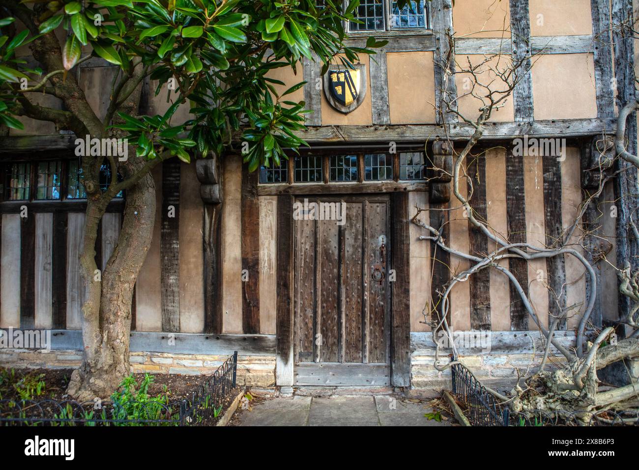 Das Äußere der Halls Croft in Stratford-upon-Avon, Großbritannien - das wunderschöne jakobinische Gebäude war die Heimat von Susanna Shakespeare - der Tochter von William Sha Stockfoto