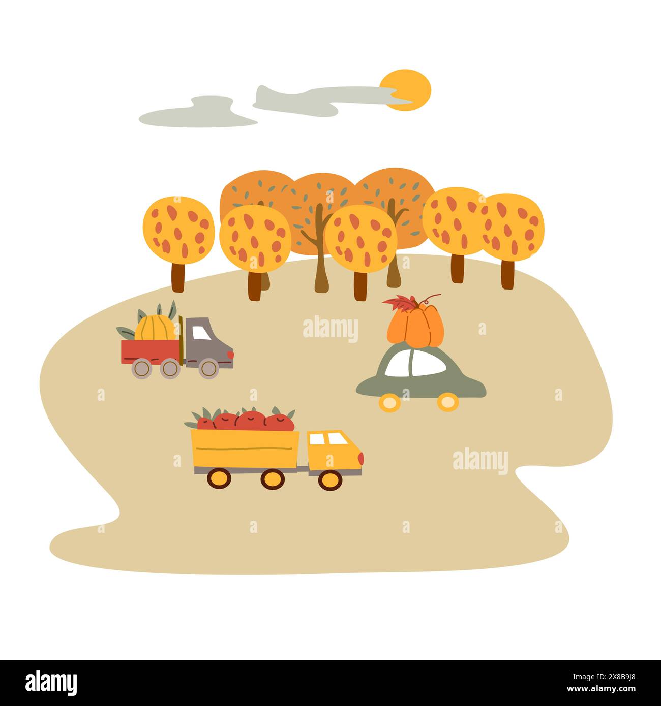 Herbst Herbst Erntedankfest Hintergrund. Kann für Grußkarten, Poster, Flyer, Textilien, Kleidung verwendet werden. Stock Vektor