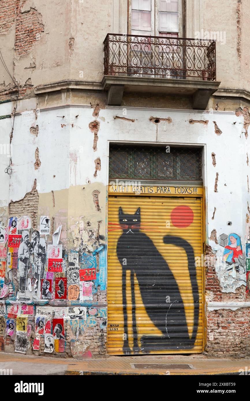Wandgemälde in einer Straße im Stadtteil San Telmo, Buenos Aires, Argentinien. Stockfoto