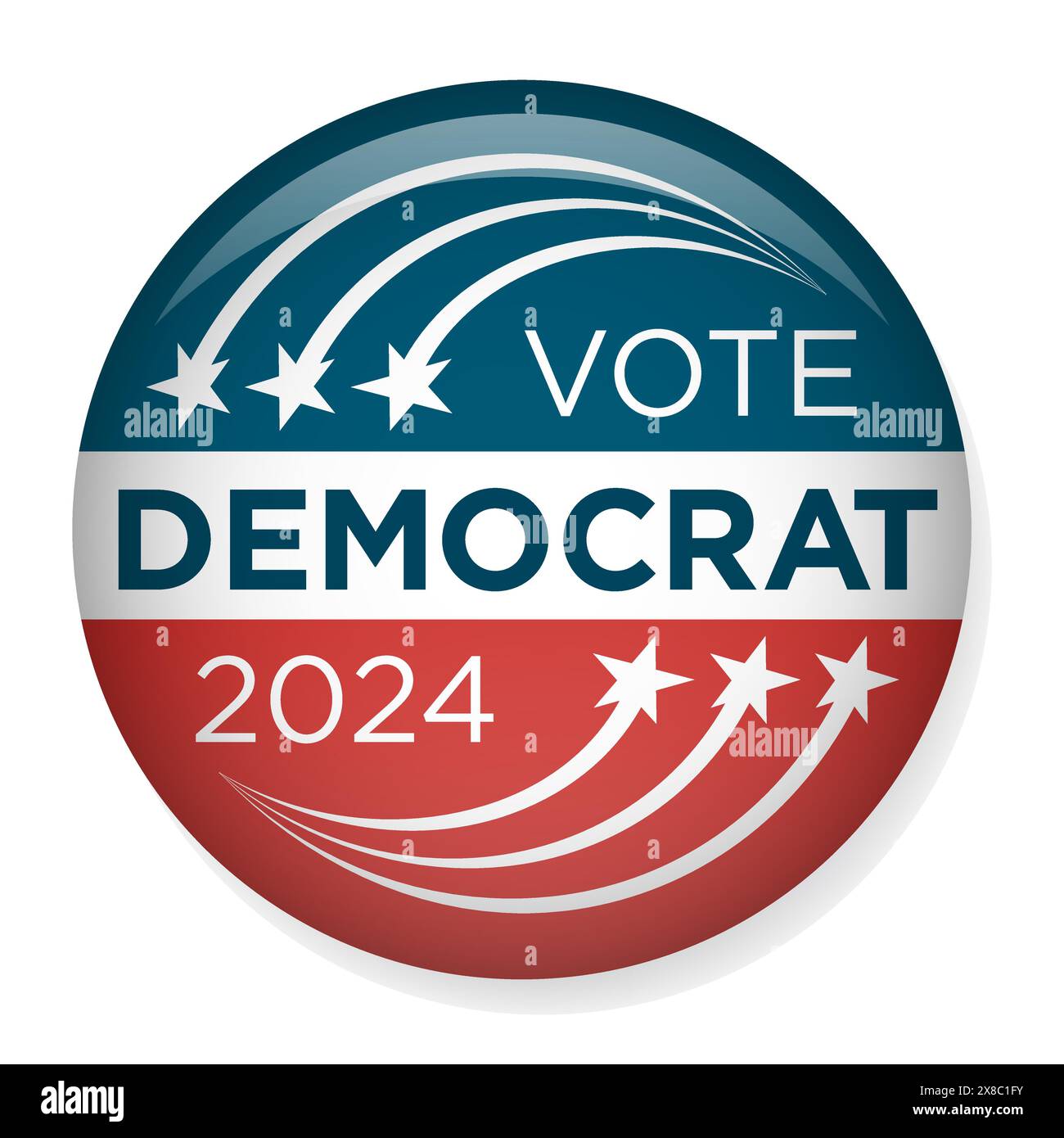 2024 stimmen Sie Demokrat Design – nominiert für Red White und Blue Stars and Stripes Stock Vektor