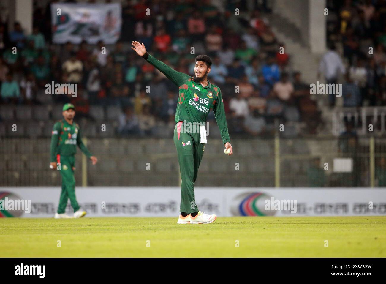 Rishad Hossain während des ersten T20-Spiels in Bangladesch und Sri Lanka im Sylhet International Cricket Stadium Lakkatura, Sylhet, Bangladesch, 4. März, 2. März Stockfoto