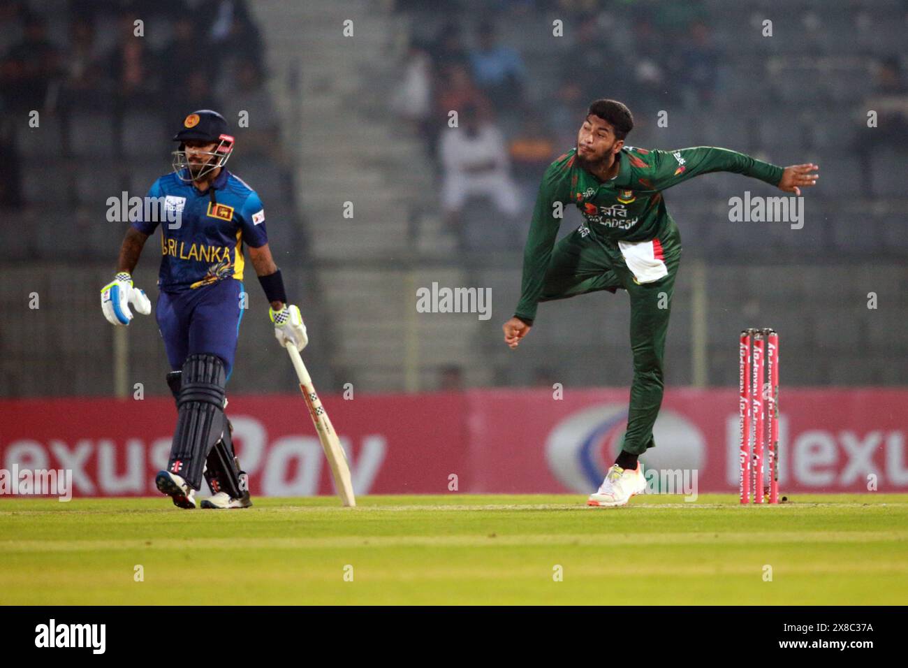 Rishad Hossain während des ersten T20-Spiels in Bangladesch und Sri Lanka im Sylhet International Cricket Stadium Lakkatura, Sylhet, Bangladesch, 4. März, 2. März Stockfoto