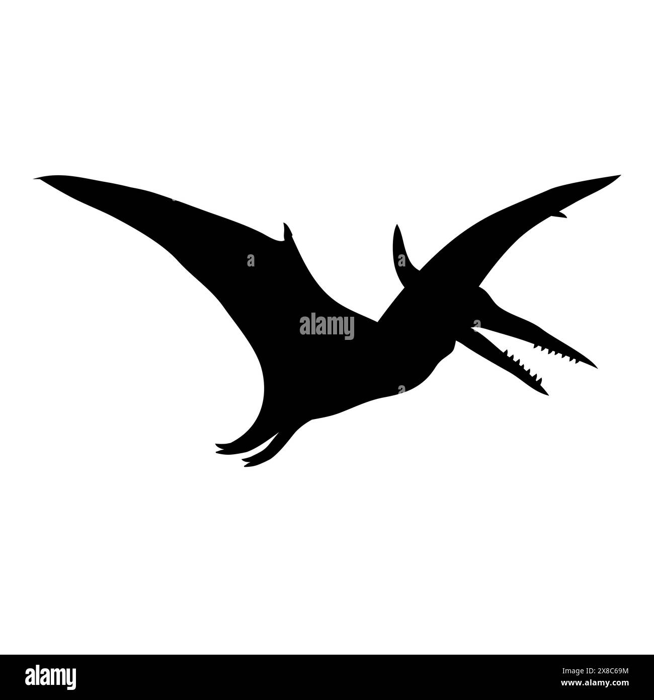 Vektor-flache Hand gezeichnete Pterodactyl-Dinosaurier-Silhouette isoliert auf weißem Hintergrund Stock Vektor