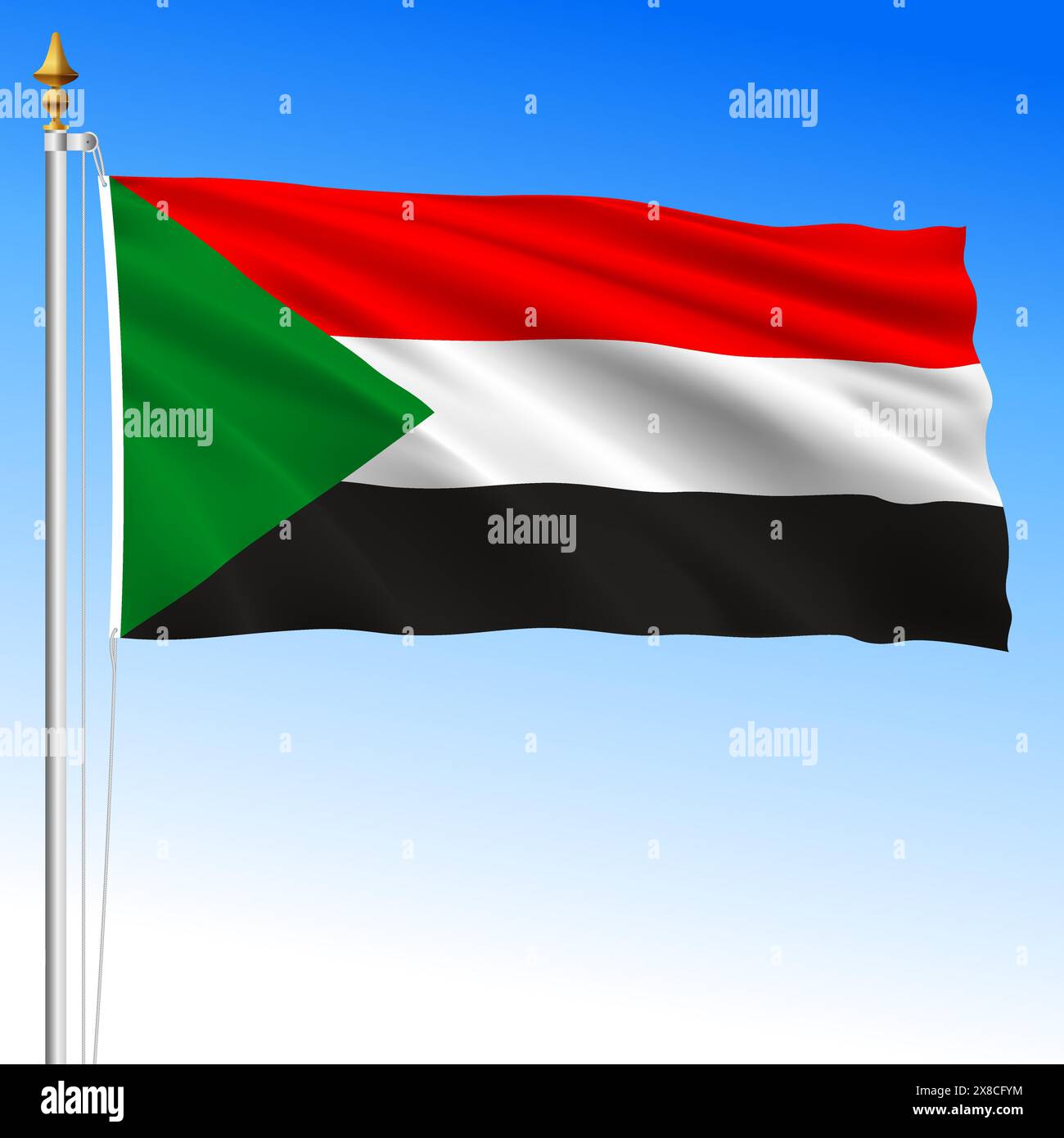 Sudan, offizielle nationale winkende Flagge, afrikanisches Land, Vektorillustration Stock Vektor