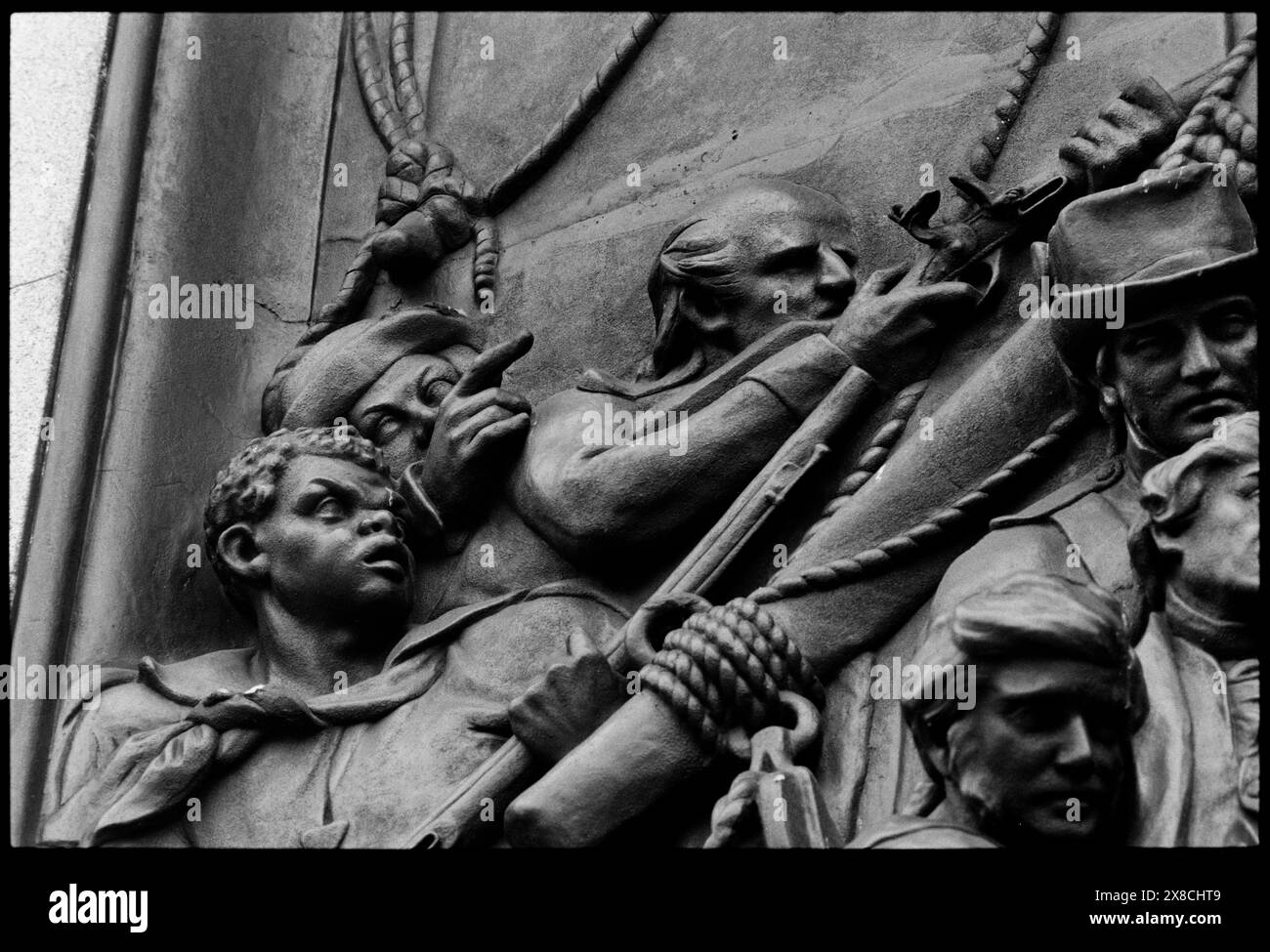 Trafalgar Square London 1993 Base of Nelsons Column mit Szenen aus der Schlacht von Trafalgar. Der Tod von Nelson in Trafalgar. Der Bildhauer stammt von John Edward Carew, Stockfoto