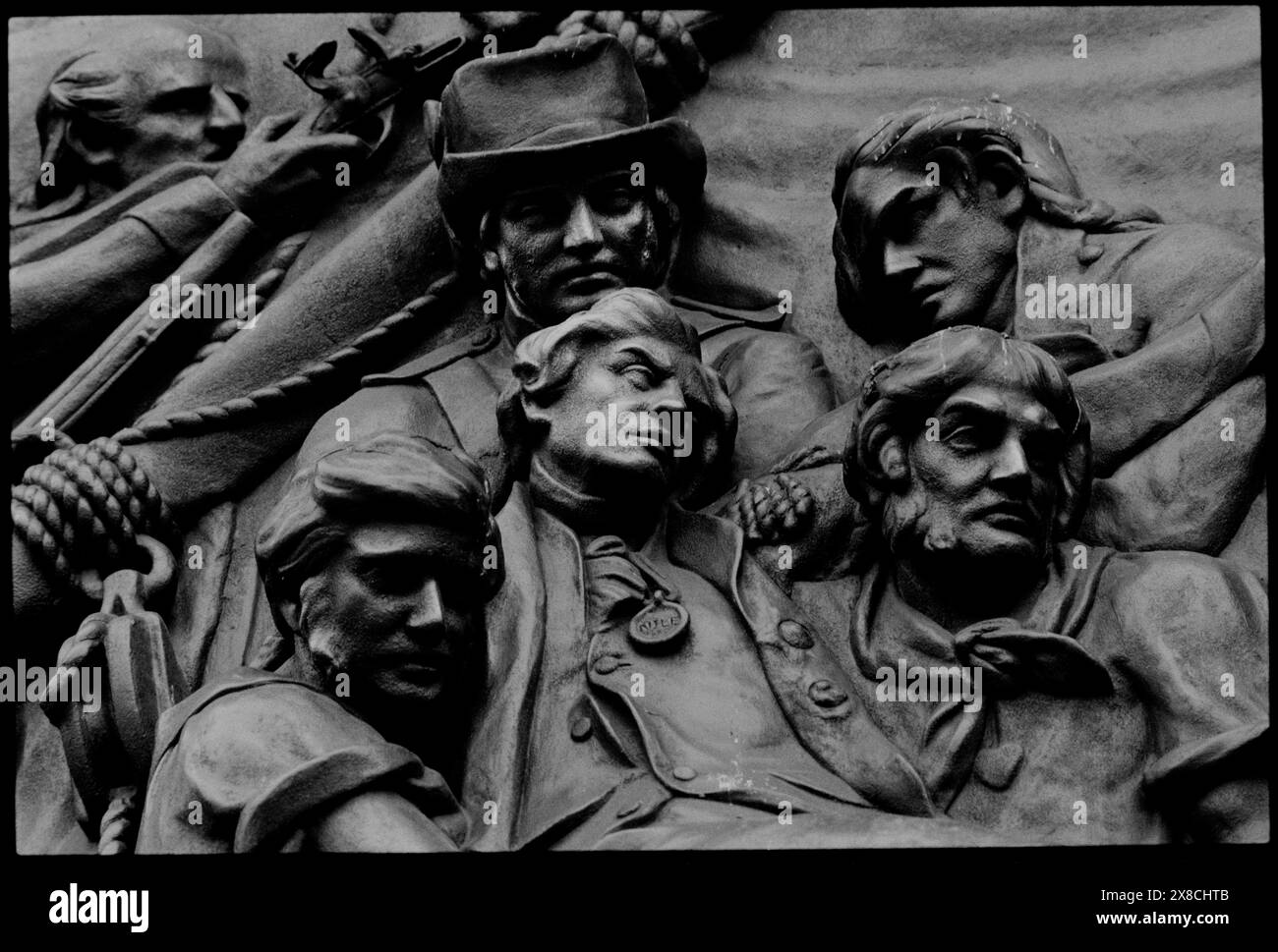Trafalgar Square London 1993 Base of Nelsons Column mit Szenen aus der Schlacht von Trafalgar. Der Tod von Nelson in Trafalgar. Der Bildhauer stammt von John Edward Carew, Stockfoto