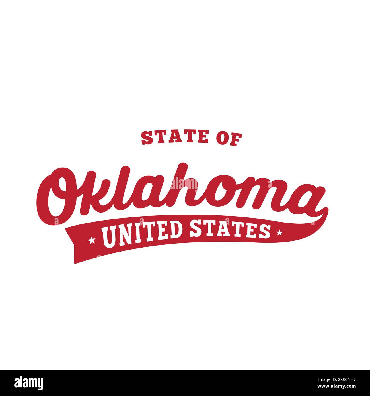 Schriftzug „State of Oklahoma“. Oklahoma, USA, Typografie-Design. Oklahoma, Textdesign. Vektor und Illustration. Stock Vektor