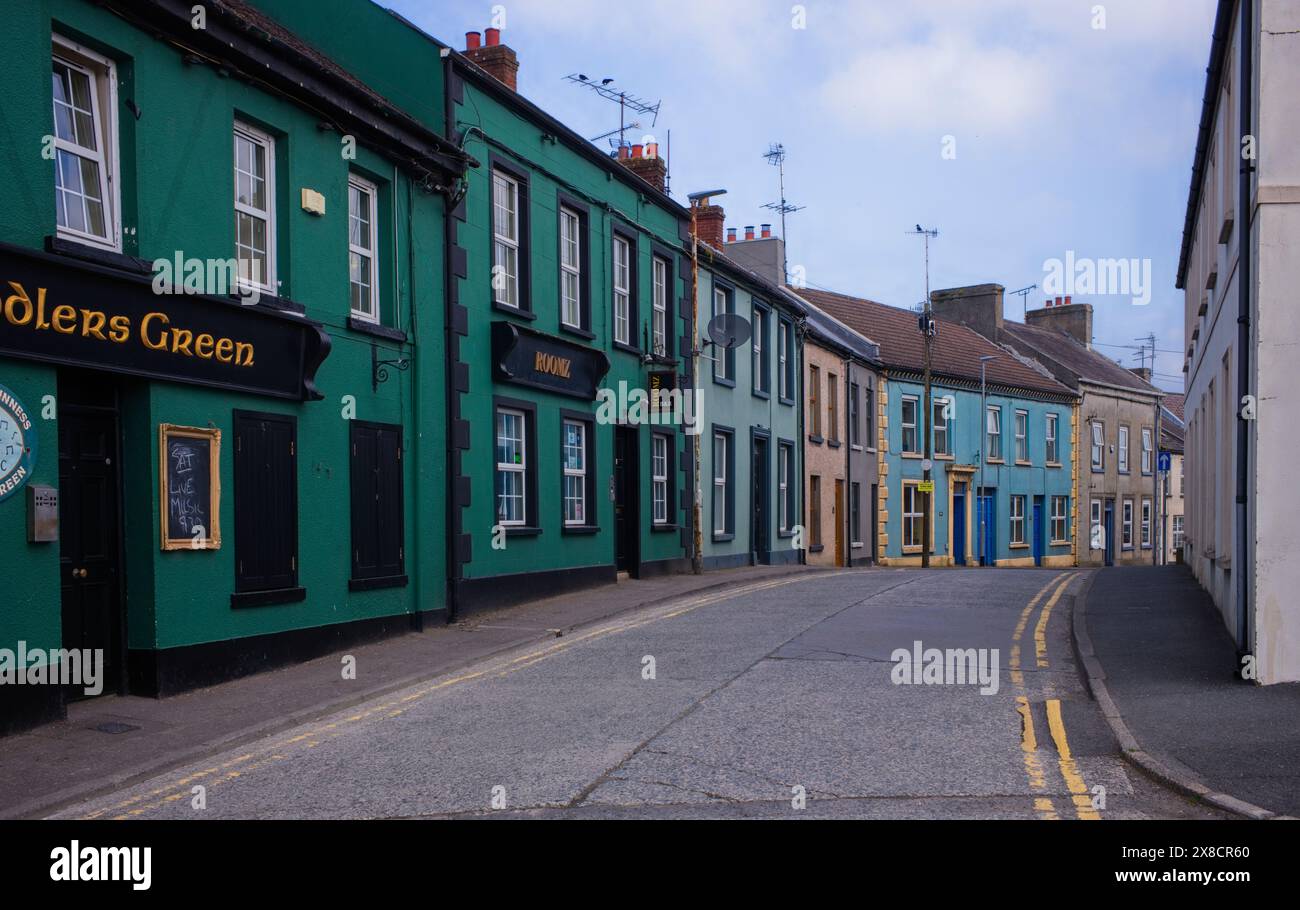 Malerische Häuser in der Church Street in Portaferry, Newtownards, Nordirland Stockfoto