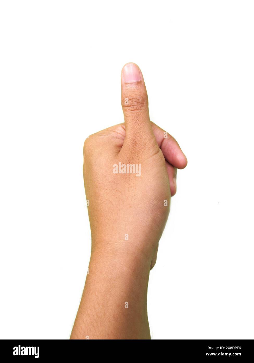 Handgesten, Daumenfinger berühren oder drücken etwas Stockfoto