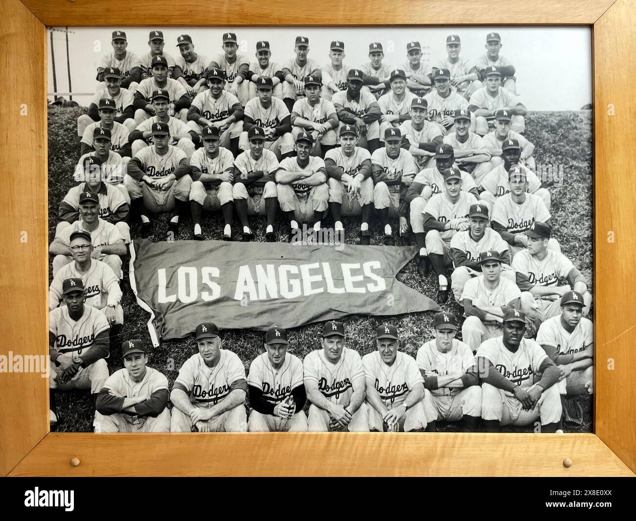 Ein Gruppenporträt der Los Angeles Dodgers in ihrem Frühjahrstraining-Haus Dodgertown in Vero Beach, Florida, USA um 1959 Stockfoto