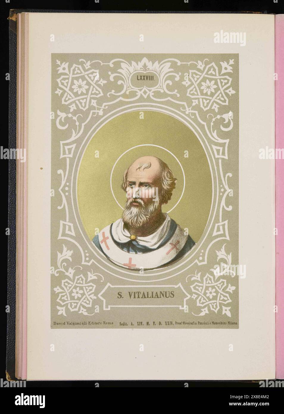 Ein Kupferstich von Papst Vitalian aus dem Jahr 1879, der von 657 bis 672 Pontiff war. Er war der 76. Papst. Stockfoto