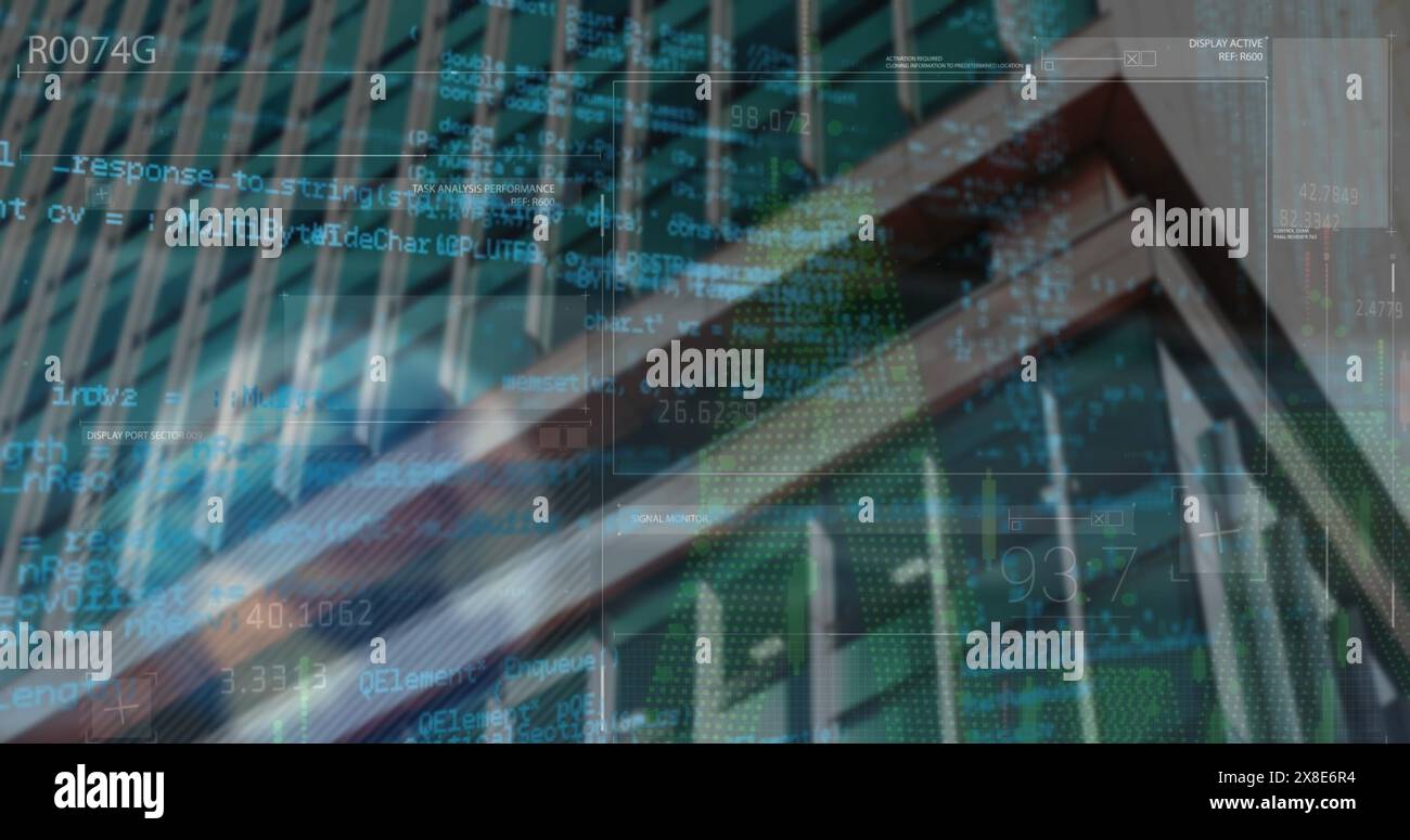 In diesem Bild sehen wir eine Visualisierung der Datenverarbeitung und Datenverarbeitung auf der ganzen Welt Stockfoto