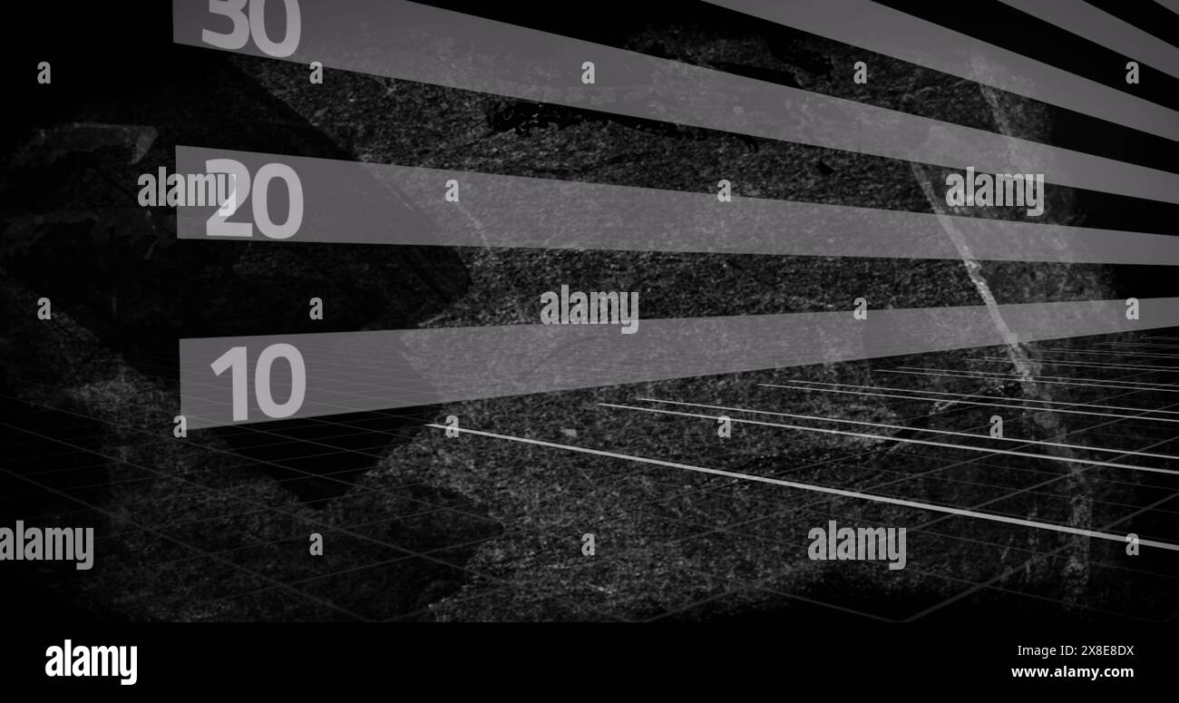 Abbildung mathematischer Gleichungen und roter Pfeil und Statistik mit Datenverarbeitung Stockfoto