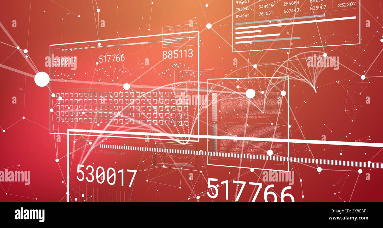 Abbildung des dna-Strangs und der Bildschirme mit Datenverarbeitung Stockfoto