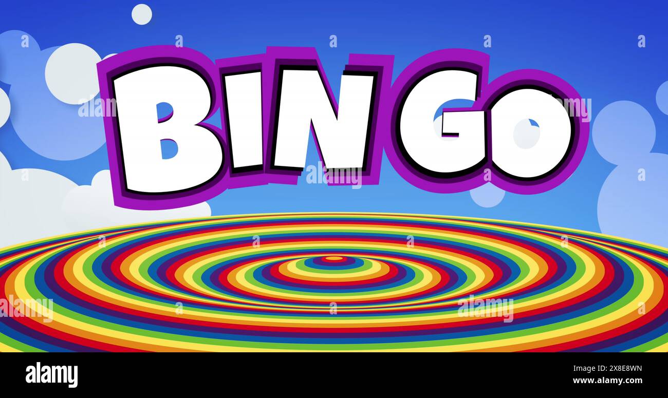 Bild von Bingo-Text über Regenbogenkreisen Stockfoto
