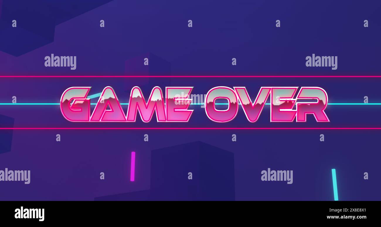 Bild des Spiels über Text auf violettem Hintergrund Stockfoto