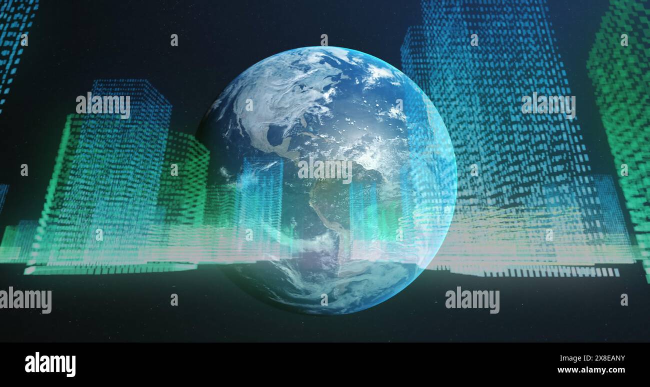 Bild von digitalen Computerservern auf der ganzen Welt Stockfoto