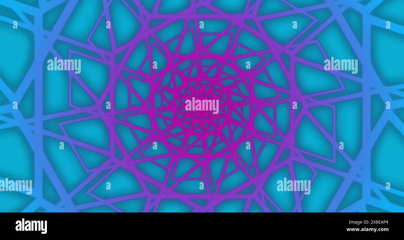 Bild eines leuchtenden Neonmusters auf blauem Hintergrund Stockfoto