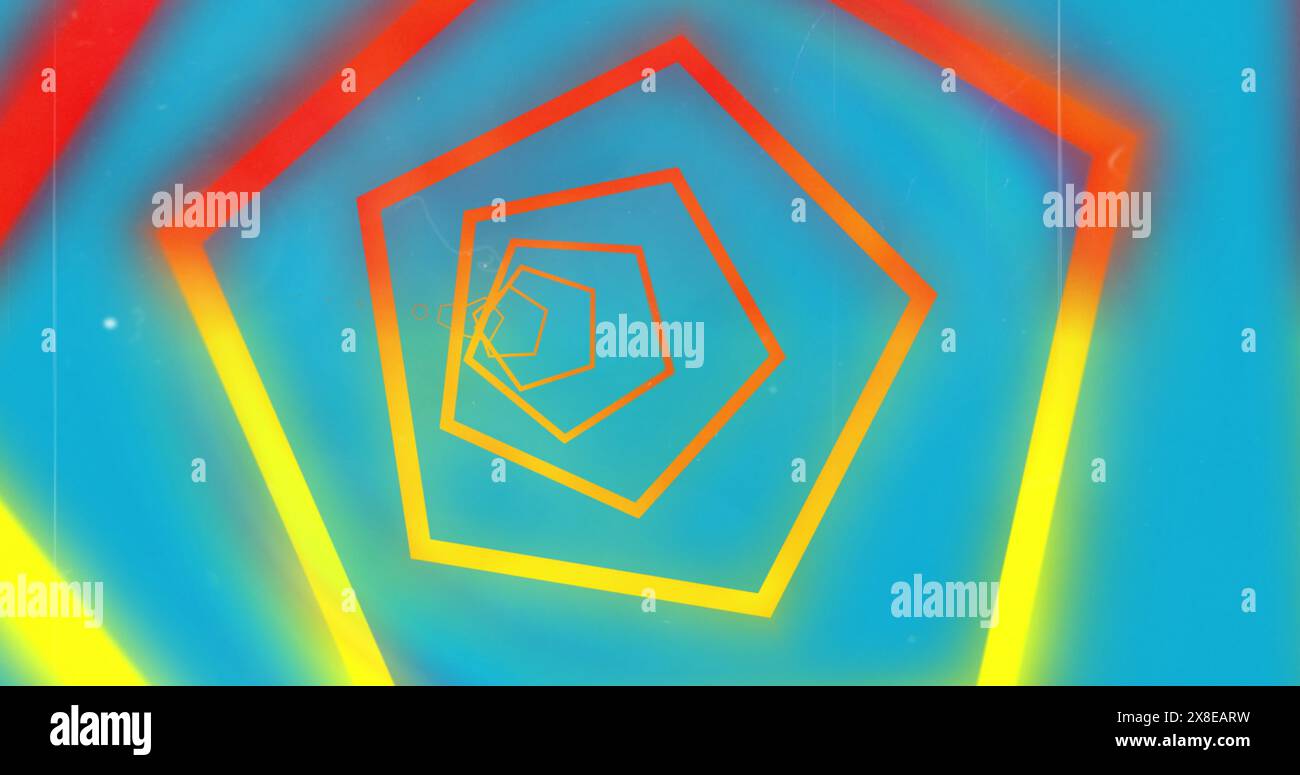 Bild eines leuchtenden Neonmusters auf blauem Hintergrund Stockfoto