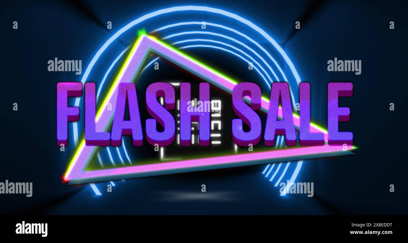 Bild: Flash-Verkaufstext über bunten Formen Stockfoto