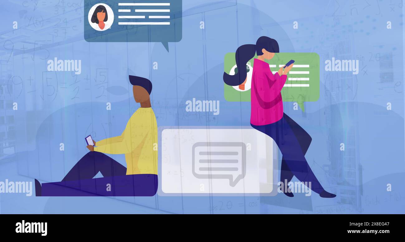 Bild von KI-Symbolen und Datenverarbeitung über Computerserver Stockfoto