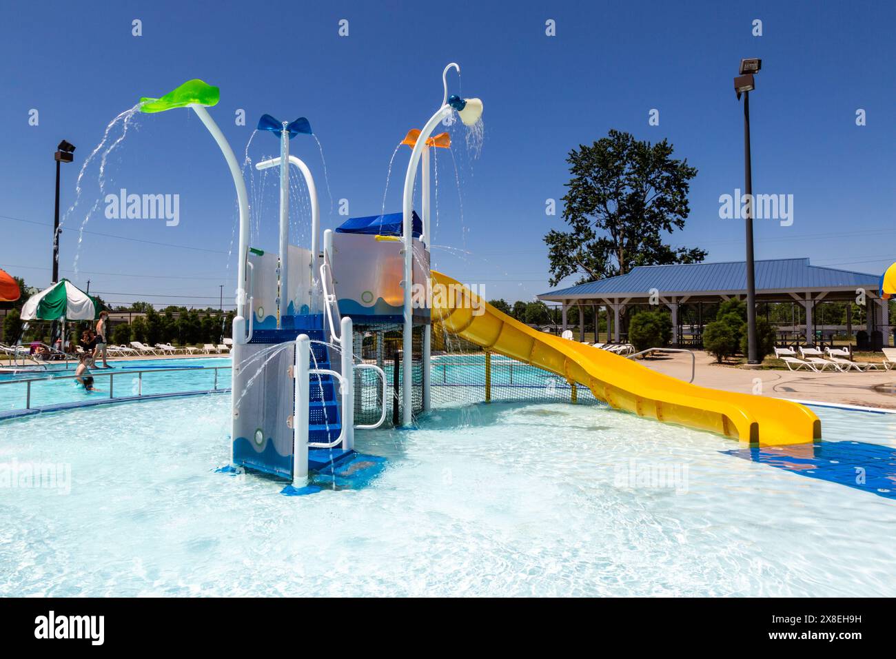 Der Wasserpark am Jury Pool in New Haven, Indiana, USA. Stockfoto