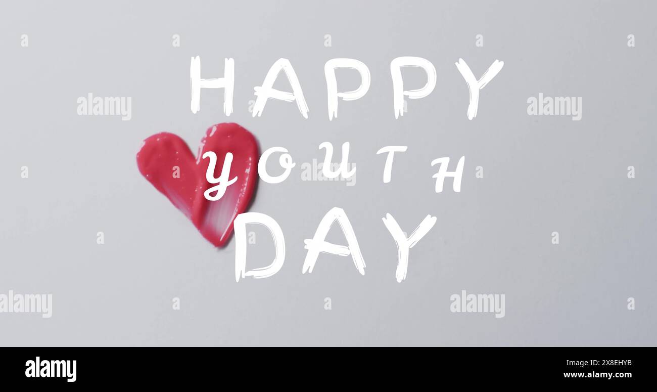 Happy Youth Day-Nachricht in weißen Buchstaben auf hellgrauem Hintergrund Stockfoto